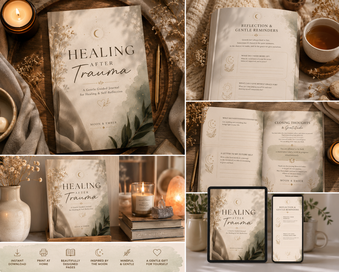 Healing After Trauma Journal | Guided Self-Reflection & Emotional Healing Workbook (Printable PDF)