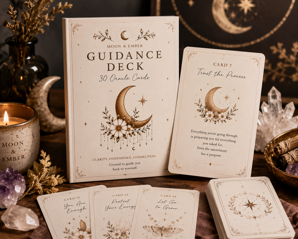 Moon & Ember Celestial Guidance Cards | 30 Printable Oracle-Style Reflection Cards
