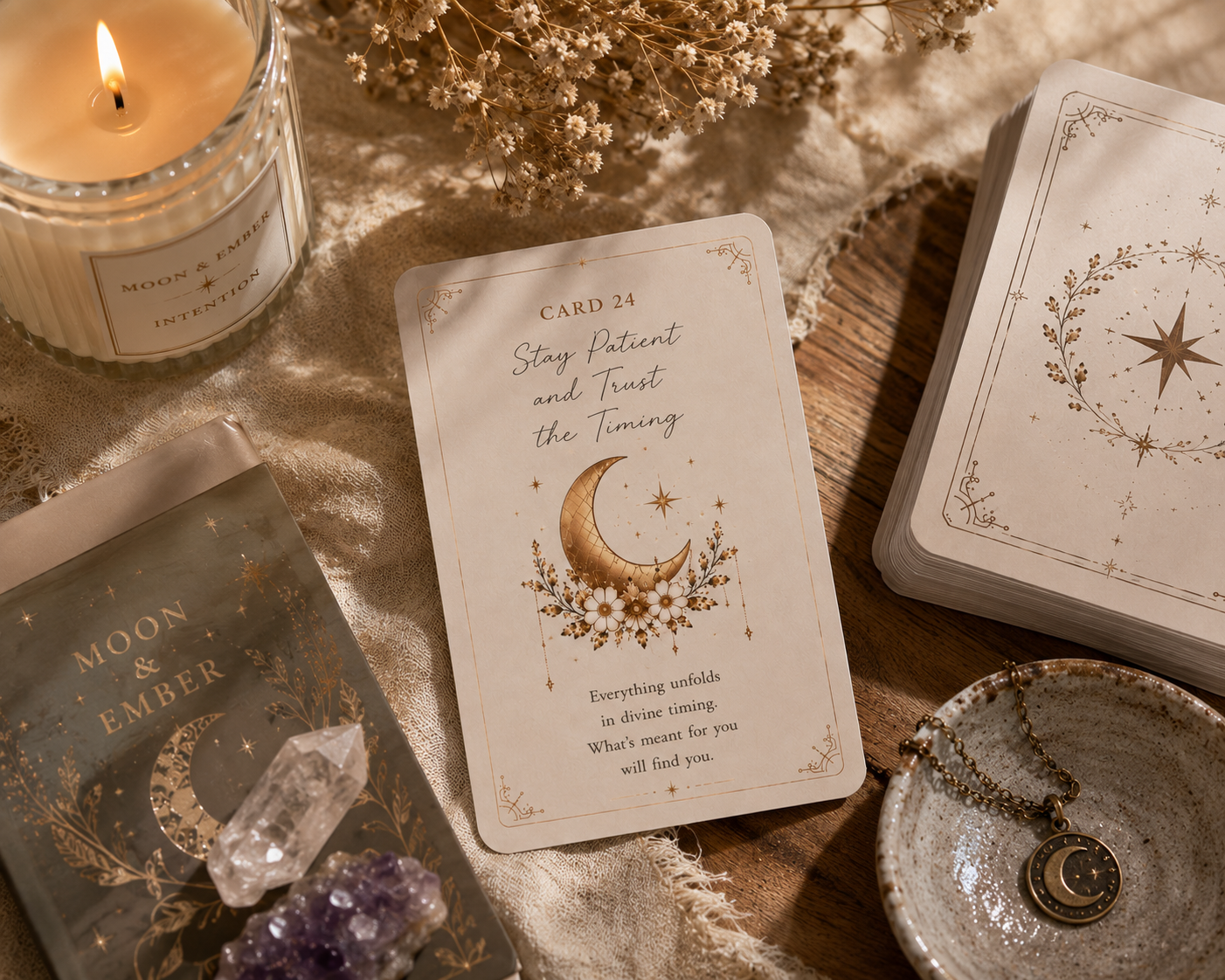 Moon & Ember Celestial Guidance Cards | 30 Printable Oracle-Style Reflection Cards