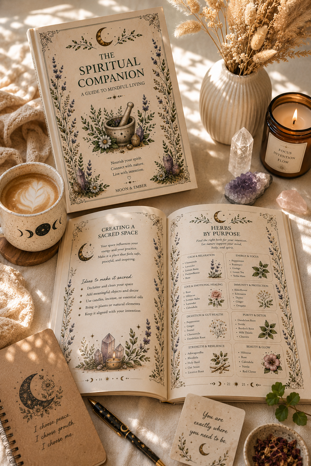 The Spiritual Companion | A Mindfulness & Intentional Living Guide | Printable Wellness Journal