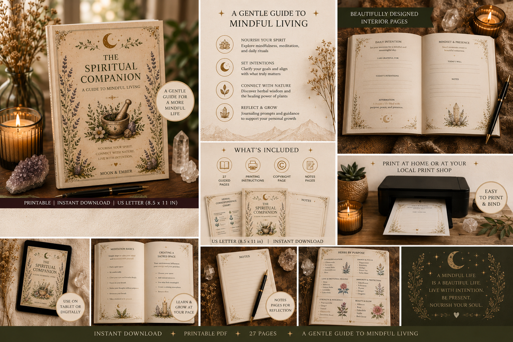 The Spiritual Companion | A Mindfulness & Intentional Living Guide | Printable Wellness Journal